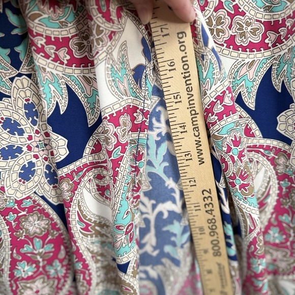 Chico's Maxi Dress 2 L Crown Paisley Slits Artsy Stretchy Slinky - Picture 4 of 7